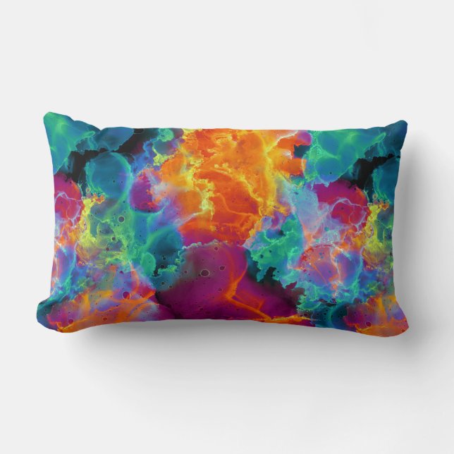 Coussin Rectangle Colorful Rainbow Neon Abstract Watercolor (Recto)