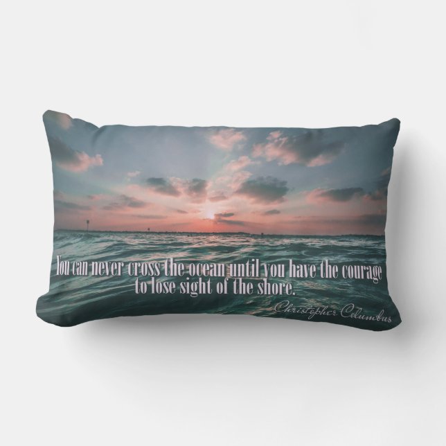 Coussin Rectangle Columbus Citation Coucher de soleil lancer oreille (Recto)