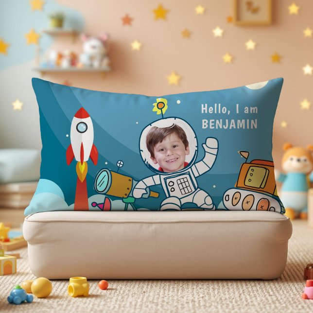 Coussin Rectangle Combinaison d'astronaute spatiale personnalisée po (Créateur téléchargé)