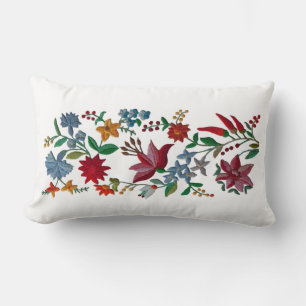 Coussin Rectangle Comme Une Broderie, Des Fleurs Imprimées