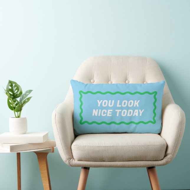 Coussin Rectangle Compliments de cadre de vague bleu et vert (Chaise)
