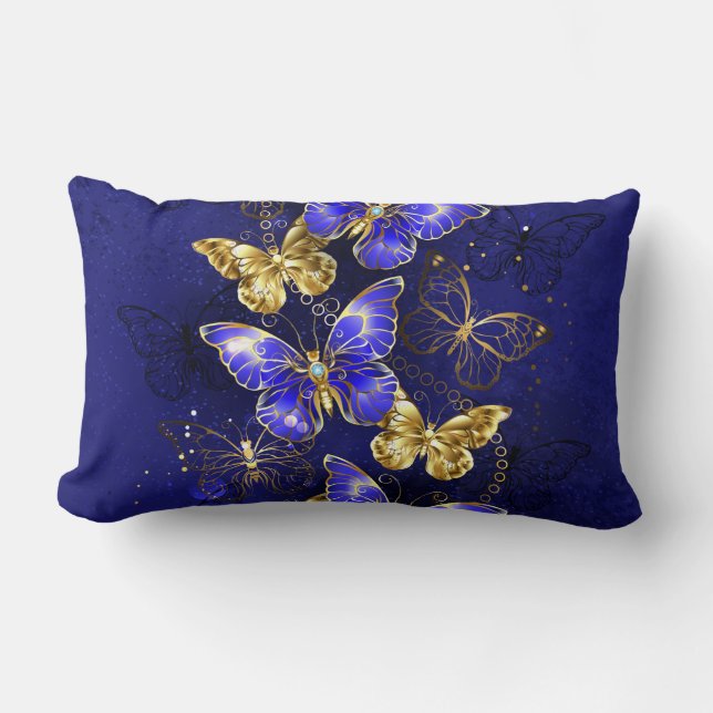 Coussin Rectangle Composition avec papillons Sapphire (Recto)