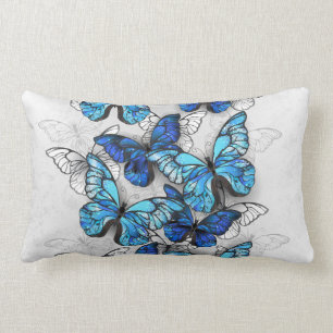 Coussin Rectangle Composition des papillons blancs et bleus