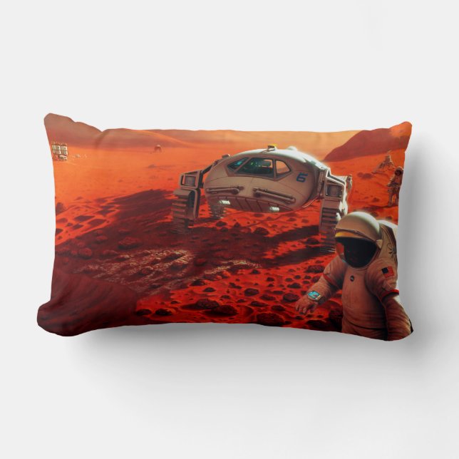 Coussin Rectangle Concept artistique de future mission habitée sur M (Recto)