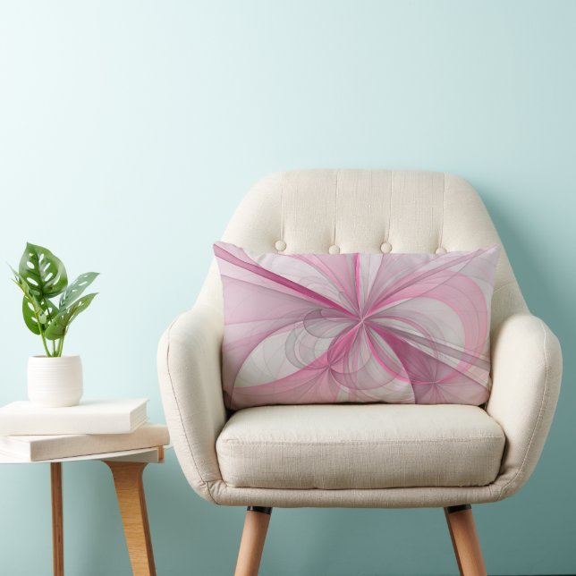 Coussin Rectangle Conception Abstraite de fractal rose pâle moderne (Chaise)