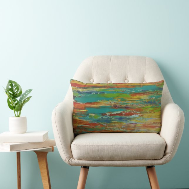 Coussin Rectangle Conception abstraite peinte en plusieurs couleurs (Chaise)