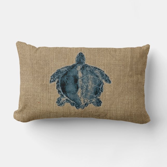 Coussin Rectangle Conception bleue de tortue d'illustration de (Recto)