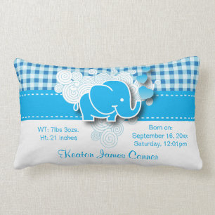 Coussin Rectangle Conception bleue et blanche d'éléphant de bébé de