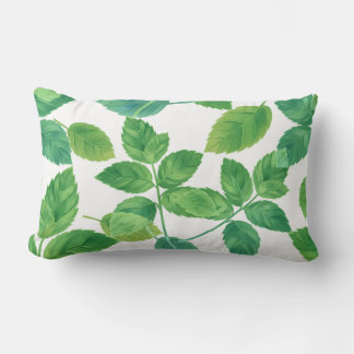 Coussin Rectangle Conception botanique à l'aquarelle de feuilles de