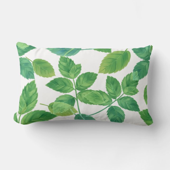 Coussin Rectangle Conception botanique à l'aquarelle de feuilles de  (Recto)