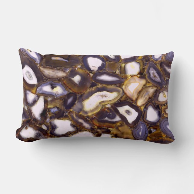 Coussin Rectangle Conception d'Agate blanc Brown violet (Recto)