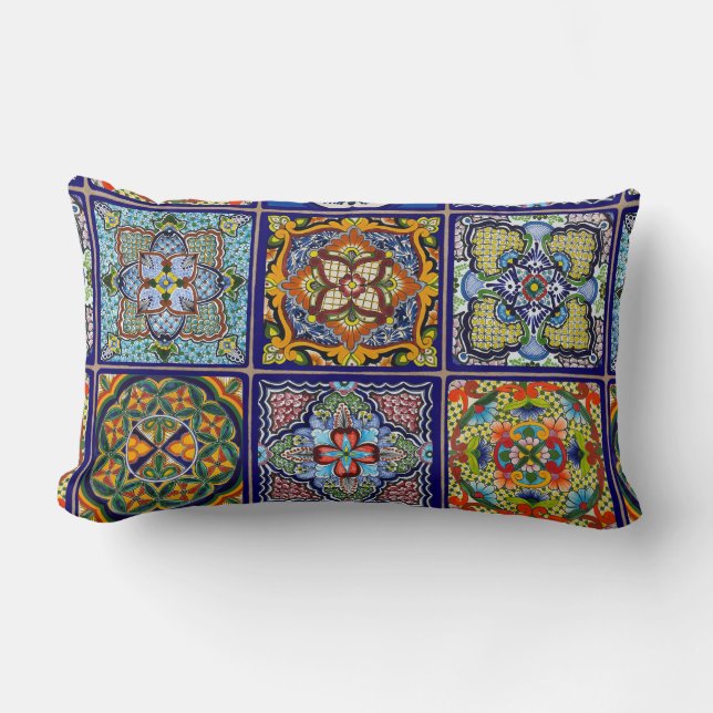 Coussin Rectangle conception de carreaux bleus espagnols (Recto)