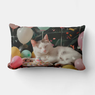 Coussin Rectangle Conception de célébration d'anniversaire de chat a