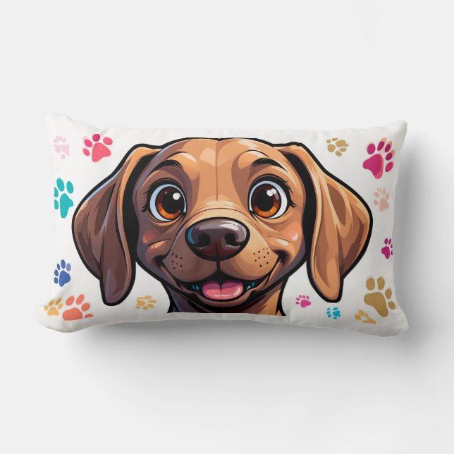 Coussin Rectangle Conception de chiots avec accent d'empreinte de pa (Recto)