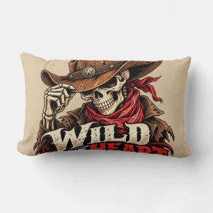 Coussin Rectangle Conception de cowboy squelette d'âme sauvage occid