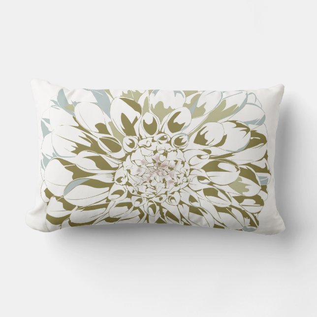 Coussin Rectangle Conception de fleur de dahlia blanche (Recto)