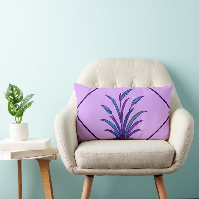 Coussin Rectangle Conception de gazon botanique violet | Décoration  (Chaise)