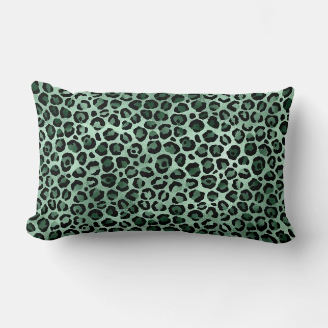 Coussin Rectangle Conception de la série Safari Émeraude et Or 9 (Recto)