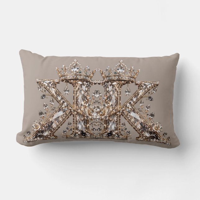 Coussin Rectangle Conception de luxe en cristal beige avec la lettre (Recto)