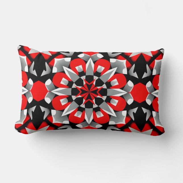 Coussin Rectangle Conception de mandala géométrique vif avec rouge,  (Recto)