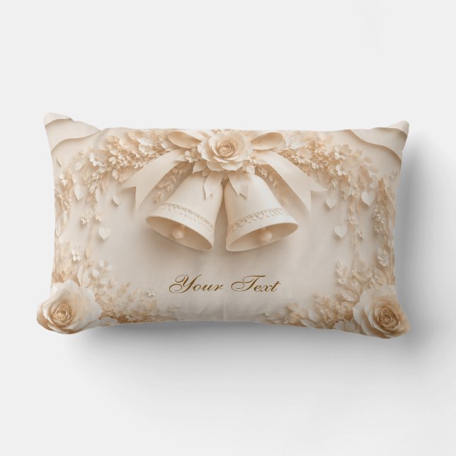 Coussin Rectangle Conception de mariage élégante avec cloches et ros (Recto)