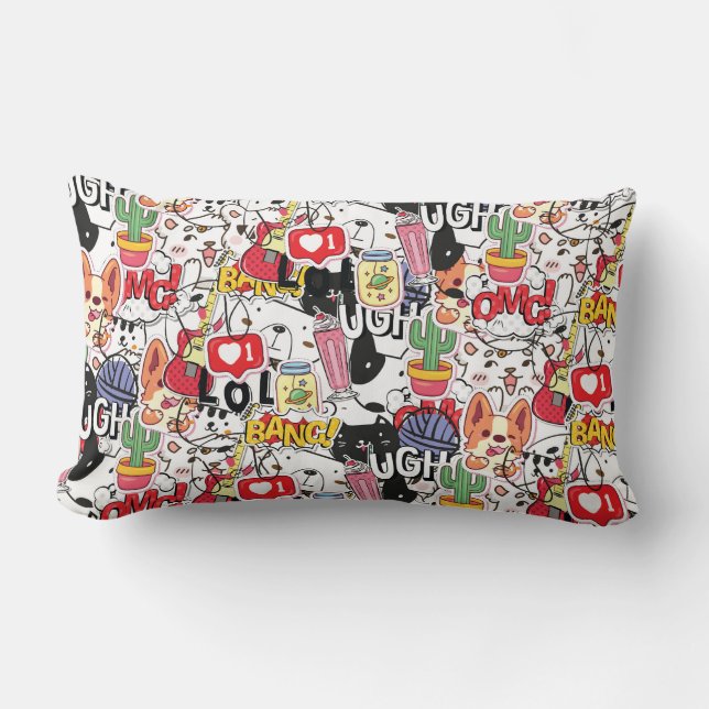 Coussin Rectangle conception de mignon animal de compagnie drôle - m (Recto)