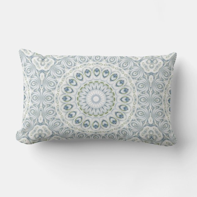 Coussin Rectangle Conception de motif de mandala bleu et vert serein (Recto)