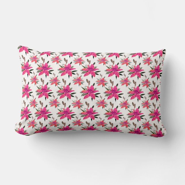 Coussin Rectangle Conception de motif floral Fleurs roses (Recto)