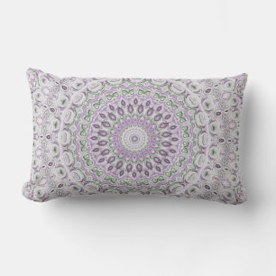 Coussin Rectangle Conception de motif mandala lavande et vert