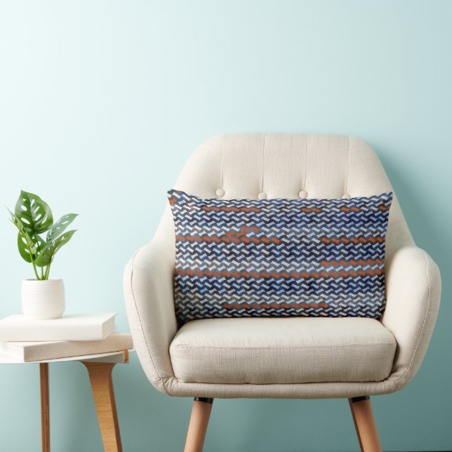 Coussin Rectangle Conception de motif zigzag abstrait moderne 1283 (Chaise)