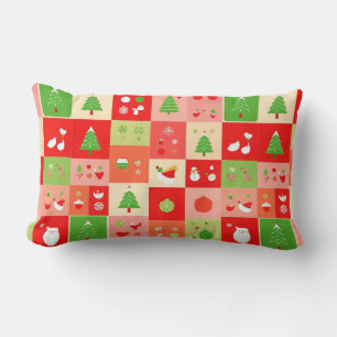 Coussin Rectangle Conception de Noël festive avec des icônes de vaca