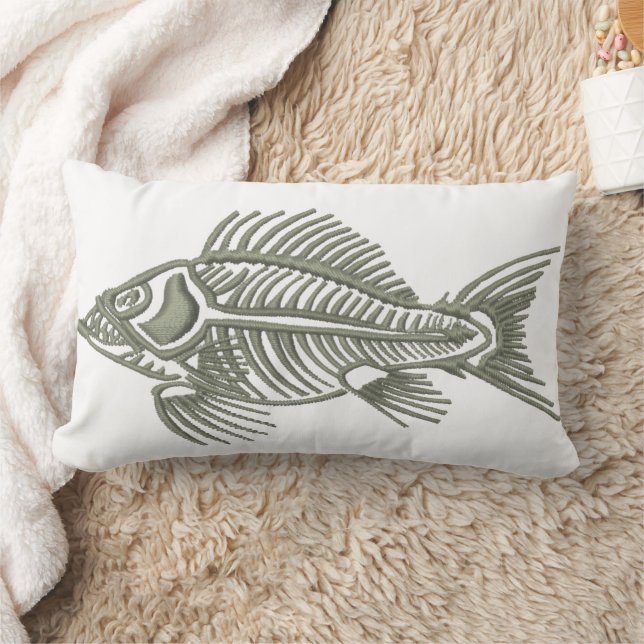 Coussin Rectangle Conception de pêche d'ossature de poisson (Couverture)