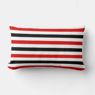 Coussin Rectangle Conception de rayures rouges noires et blanches