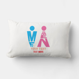 Coussin Rectangle Conception d'icône de typographie hommes et femmes