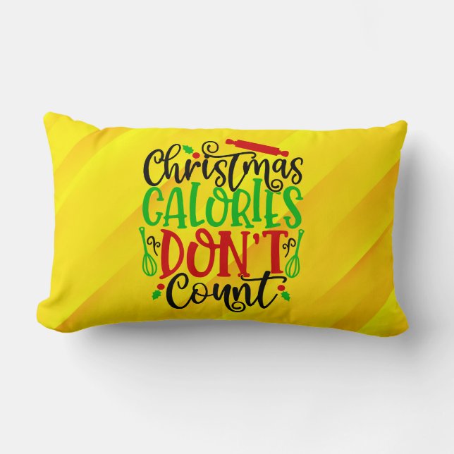 Coussin Rectangle Conception drôle de Noël : les calories ne compten (Recto)