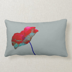 Coussin Rectangle Conception florale de pavot rouge