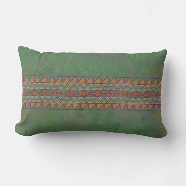 Coussin Rectangle Conception géométrique verte de l'armoise du Sud-O (Recto)