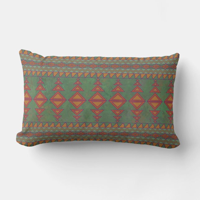 Coussin Rectangle Conception géométrique verte de l'armoise du Sud-O (Recto)