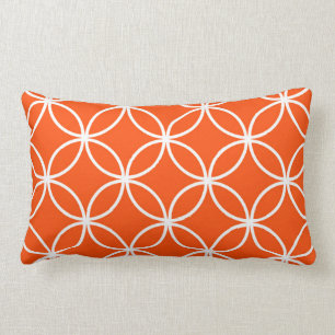 Coussin Rectangle Conception moderne de cercles superposés en orange