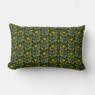 Coussin Rectangle Conception sophistiquée de motifs floraux bleus et