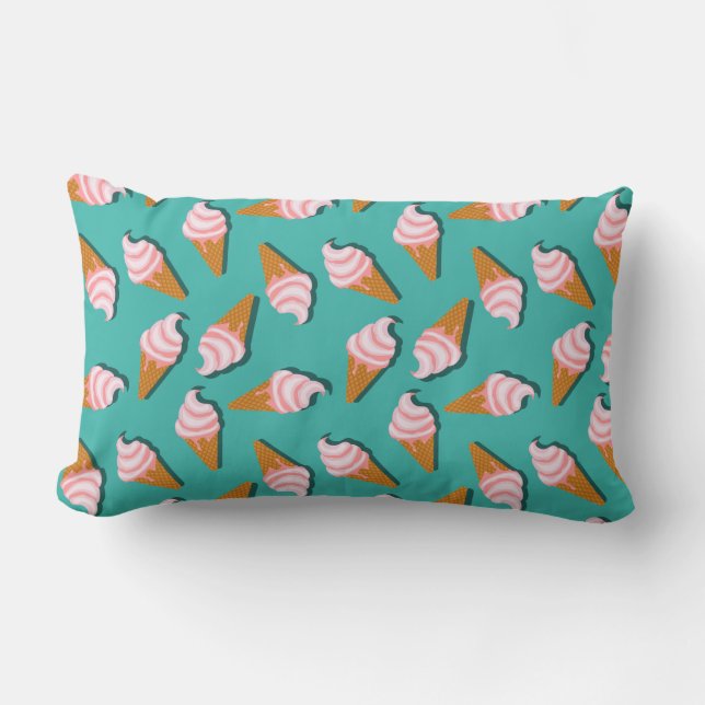 Coussin Rectangle Congés gaufres crème glacée et motif de yaourt con (Recto)