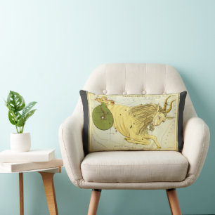 Coussin Rectangle Constellation Vintage du Capricorne, Miroir d'Uran