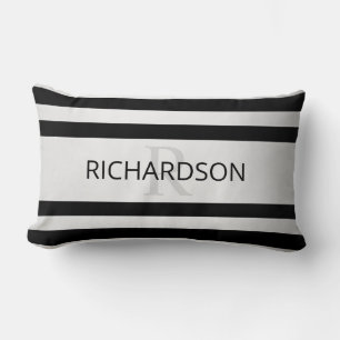 Coussin Rectangle Contemporain Faux Argent Ombre Rayures & Noir