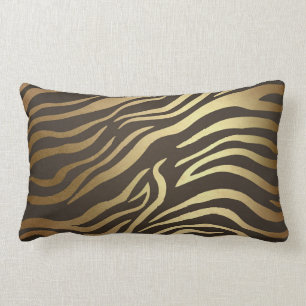 Coussin Rectangle Contemporain Golden Black Zebra Safari peau