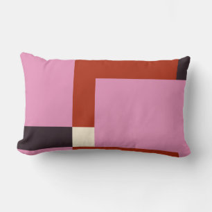 Coussin Rectangle contemporain rose, rouge et marron foncé