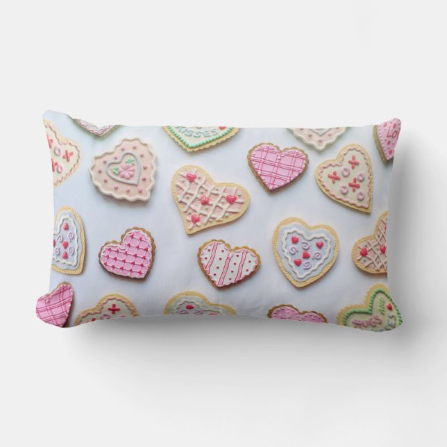 Coussin Rectangle Cookies en forme de coeur pour la Saint-Valentin   (Recto)