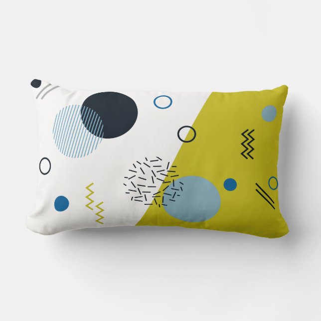 Coussin Rectangle Cool, à la mode, moderne, géométrique vert-bleu de (Recto)