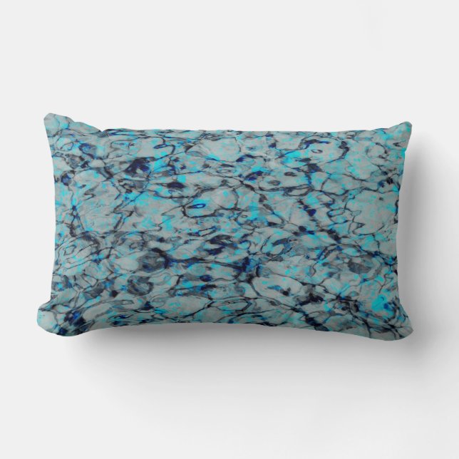 Coussin Rectangle Cool, art numérique moderne d'aquarelle bleue (Recto)