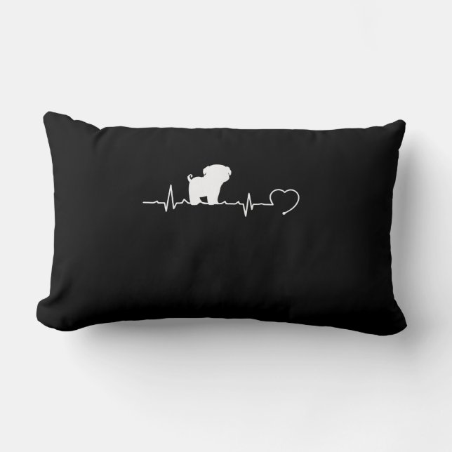 Coussin Rectangle Cool Carlin Chien race Heartbeat Chiot (Recto)
