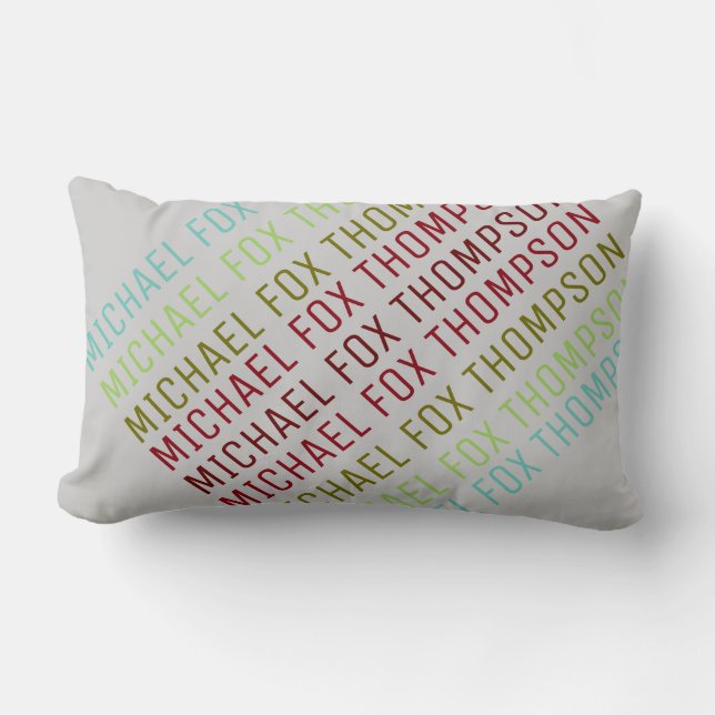 Coussin Rectangle cool et moderne, typographie de nom (Recto)
